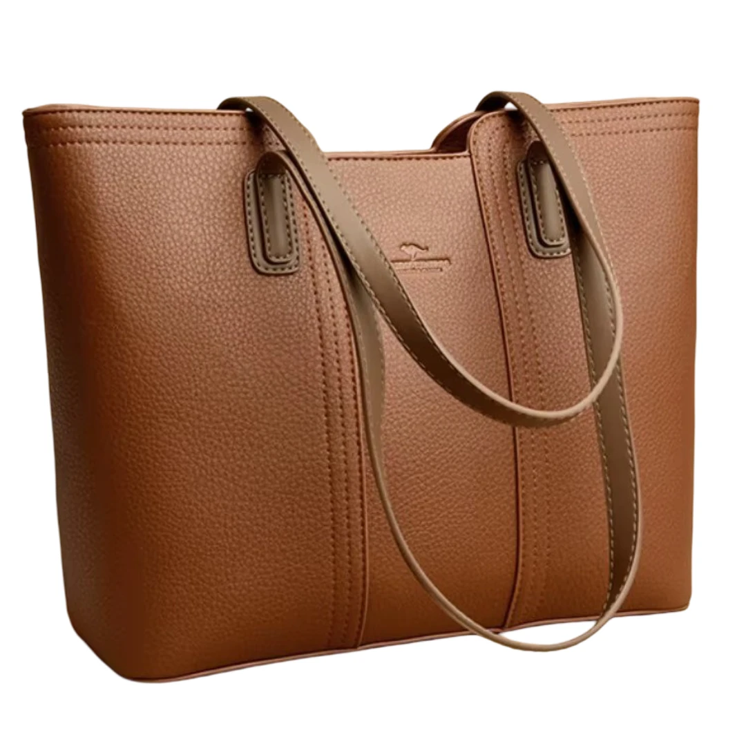 Premium designer brun tygväska med dubbel etikett. Handla för shopping med övning. Tidlös designar några passar alla outfits !