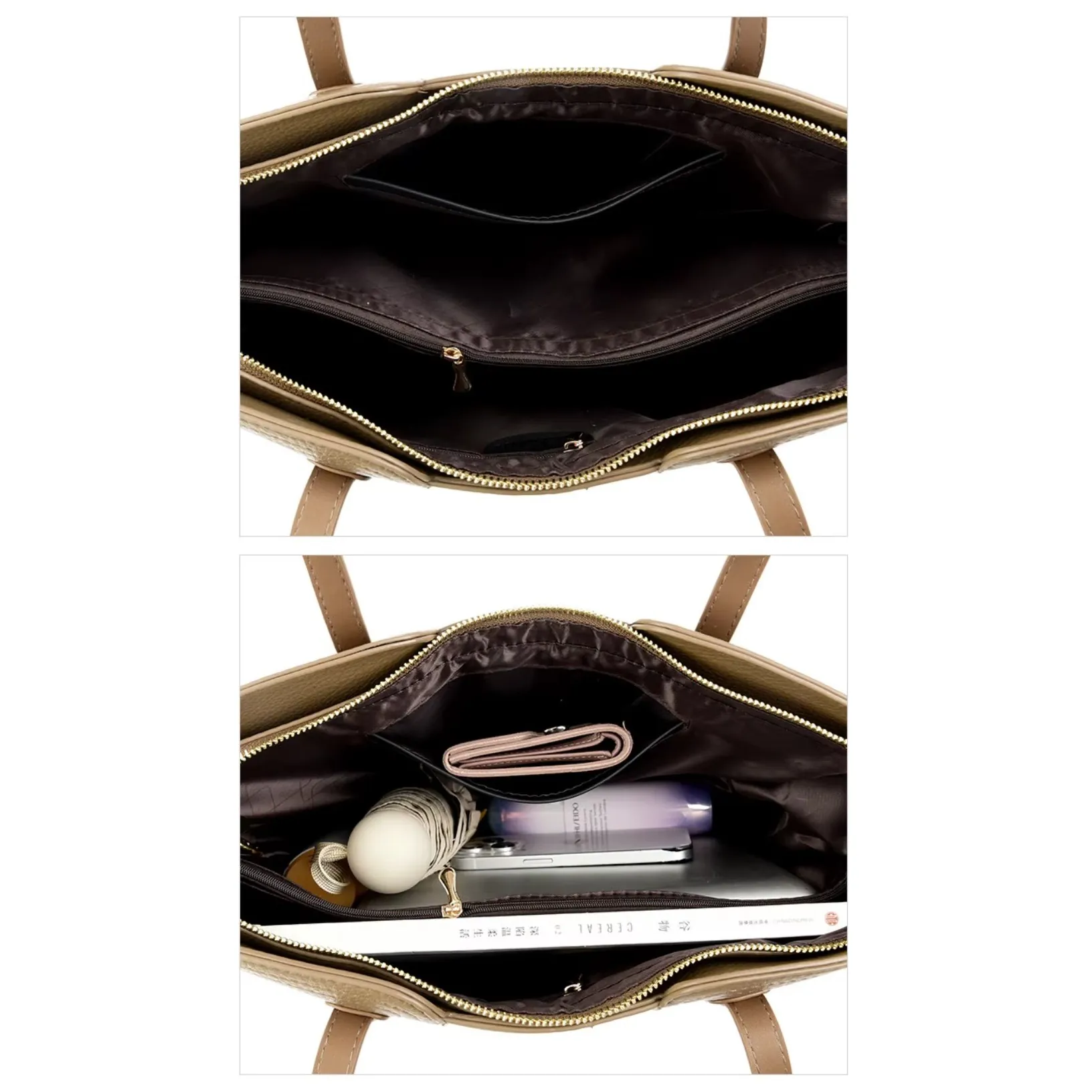 Praktisk svart shopperväska med eleganta detaljer. Långa axelremmar och flera innerfack för smidig organisering av dina saker.